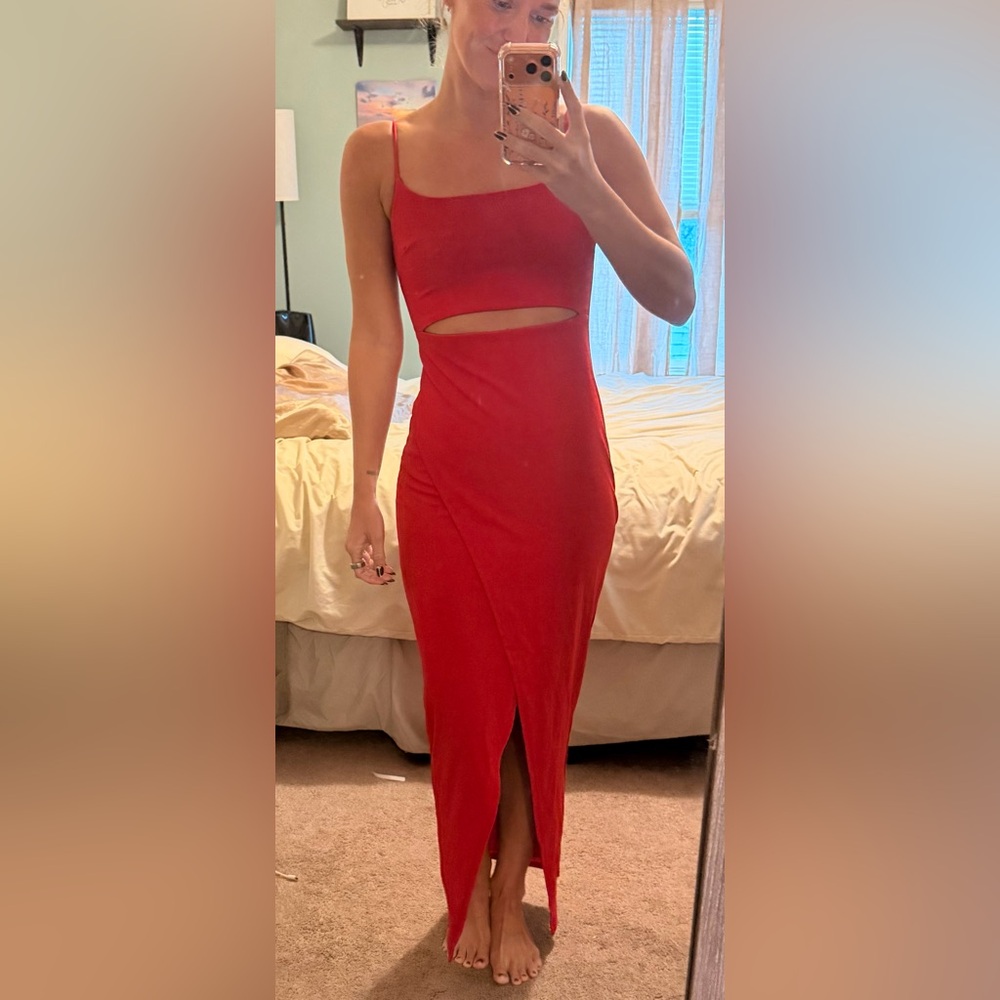Lulu's Vibrant Red Asymmetrical Dress